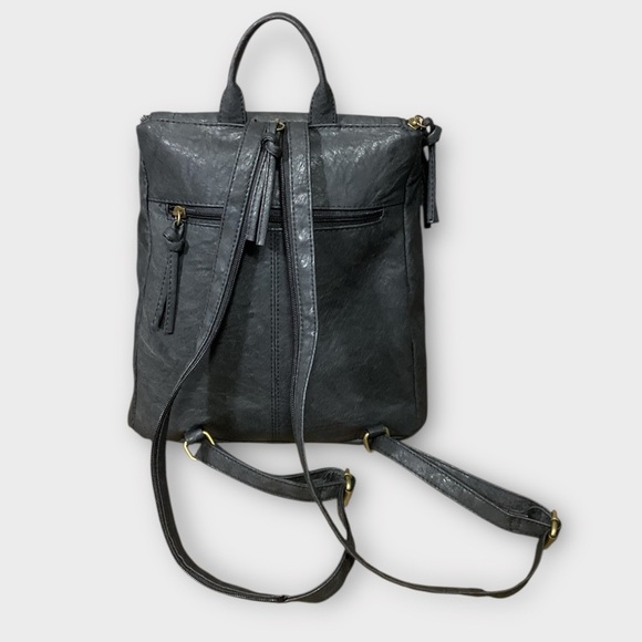 Stylish Dark Grey Vegan Leather Backpack Crossbody Bag GAL Brand - Picture 5 of 10